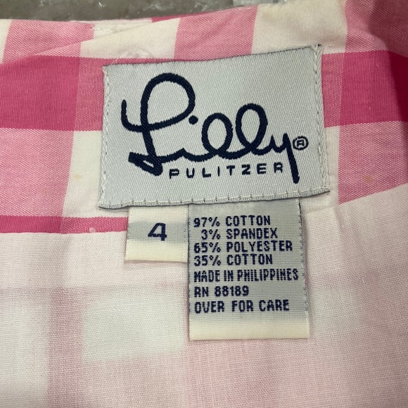 Lilly Pulitzer Pink/White Gingham Daisy Mini Skirt sz 4 - Picture 3 of 7